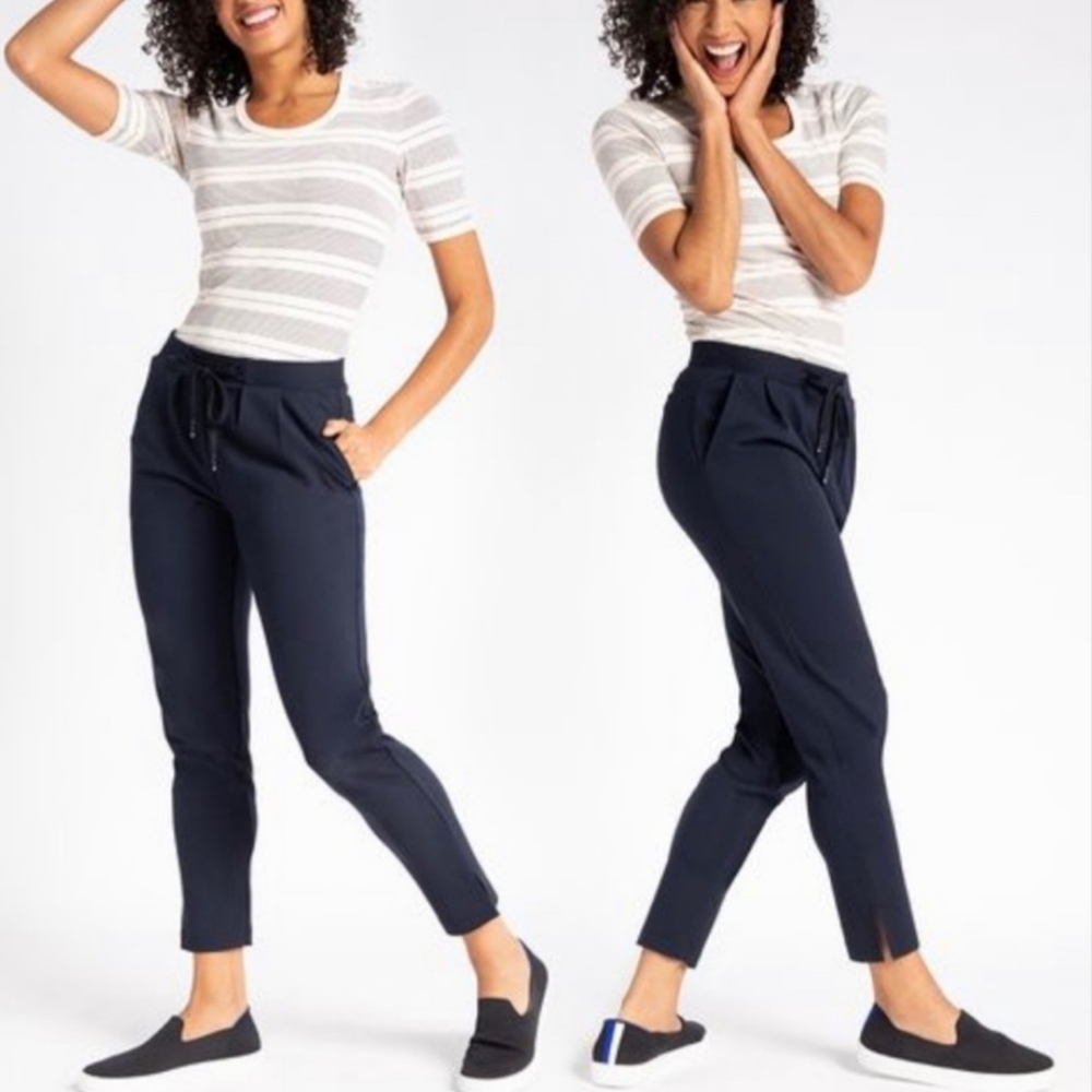Betabrand Pleated Tie Front Yoga Pant Relaxed | Skinny XL Long Brown